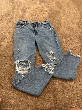 Abercrombie & Fitch High-Rise Distressed Light Blue Jeans